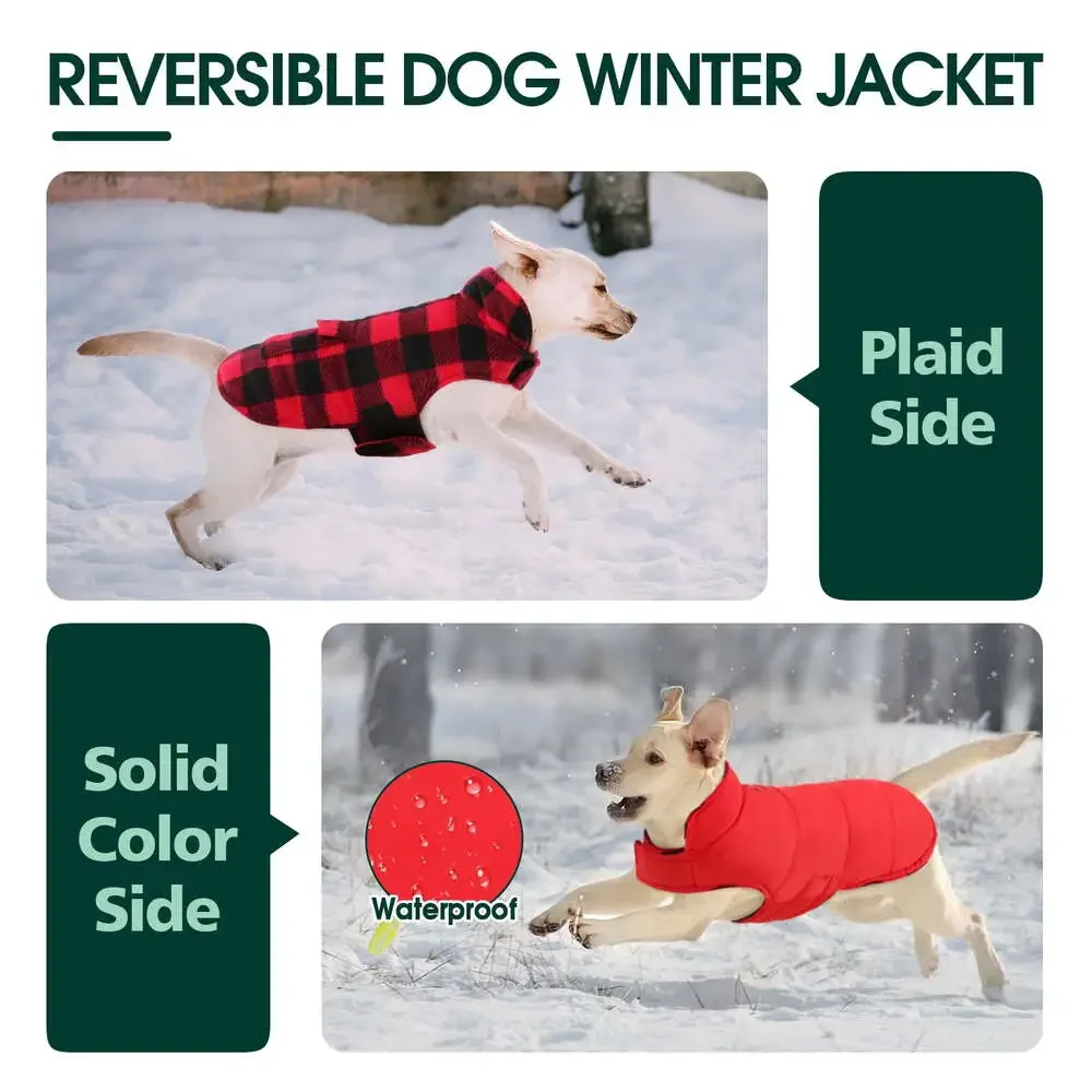 British Style Plaid Dog Winter Coat Size Small S